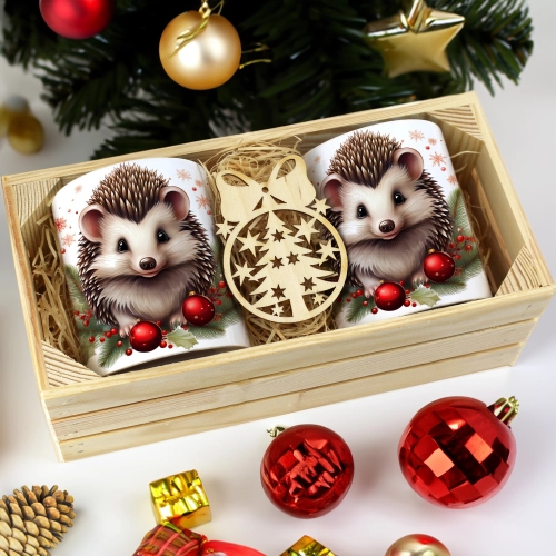 PREZENT ŚWIĄTECZNY ZESTAW KUBKÓW W SKRZYNCE KUBKI MIKOŁAJ RENIFER ŚWIĘTA