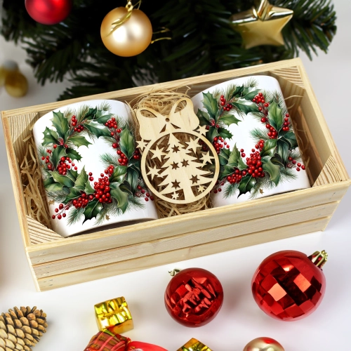 PREZENT ŚWIĄTECZNY ZESTAW KUBKÓW W SKRZYNCE KUBKI MIKOŁAJ RENIFER ŚWIĘTA