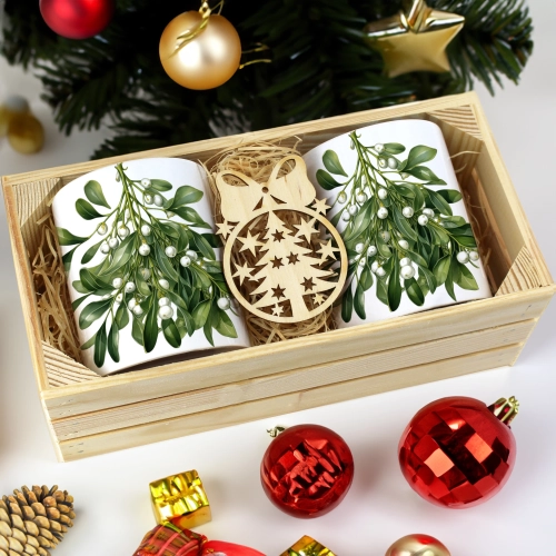 PREZENT ŚWIĄTECZNY ZESTAW KUBKÓW W SKRZYNCE KUBKI MIKOŁAJ RENIFER ŚWIĘTA