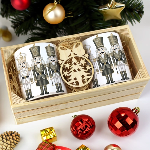 PREZENT ŚWIĄTECZNY ZESTAW KUBKÓW W SKRZYNCE KUBKI MIKOŁAJ RENIFER ŚWIĘTA