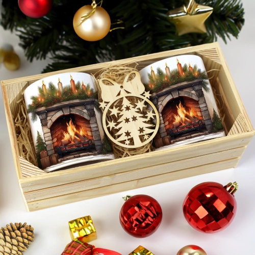 PREZENT ŚWIĄTECZNY ZESTAW KUBKÓW W SKRZYNCE KUBKI MIKOŁAJ RENIFER ŚWIĘTA