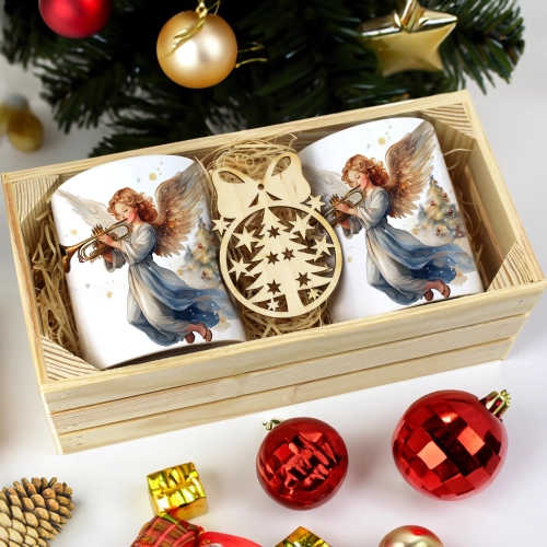 PREZENT ŚWIĄTECZNY ZESTAW KUBKÓW W SKRZYNCE KUBKI MIKOŁAJ RENIFER ŚWIĘTA