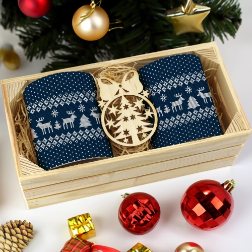 PREZENT ŚWIĄTECZNY ZESTAW KUBKÓW W SKRZYNCE KUBKI MIKOŁAJ RENIFER ŚWIĘTA