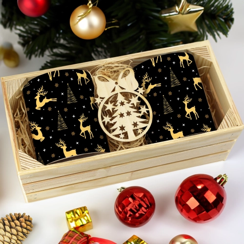 PREZENT ŚWIĄTECZNY ZESTAW KUBKÓW W SKRZYNCE KUBKI MIKOŁAJ RENIFER ŚWIĘTA