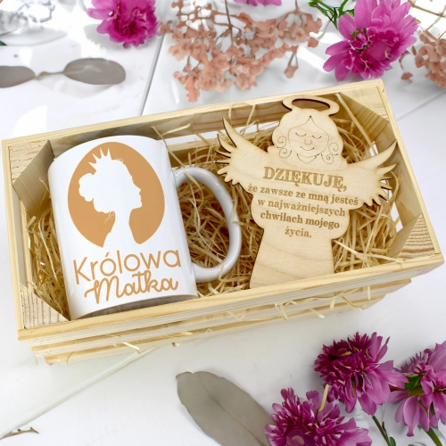 KUBEK 330ml DLA MAMY W SKRZYNCE ZAWIESZKA ANIOŁEK DZIEŃ MATKI MAMA PREZENT