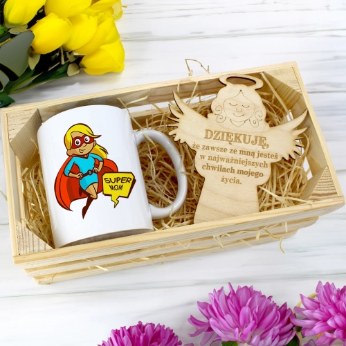 KUBEK 330ml DLA MAMY W SKRZYNCE ZAWIESZKA ANIOŁEK DZIEŃ MATKI MAMA PREZENT