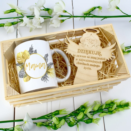 KUBEK 330ml DLA MAMY W SKRZYNCE ZAWIESZKA ANIOŁEK DZIEŃ MATKI MAMA PREZENT
