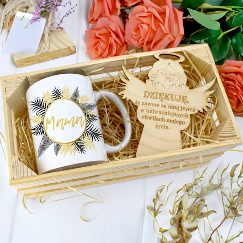 KUBEK 330ml DLA MAMY W SKRZYNCE ZAWIESZKA ANIOŁEK DZIEŃ MATKI MAMA PREZENT