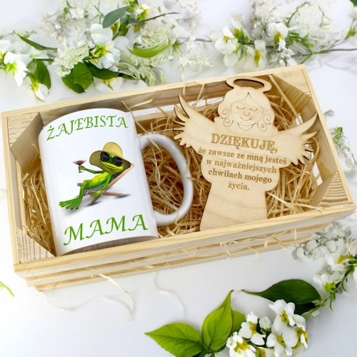 KUBEK 330ml DLA MAMY W SKRZYNCE ZAWIESZKA ANIOŁEK DZIEŃ MATKI MAMA PREZENT