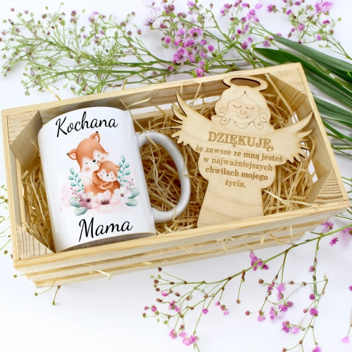 KUBEK 330ml DLA MAMY W SKRZYNCE ZAWIESZKA ANIOŁEK DZIEŃ MATKI MAMA PREZENT