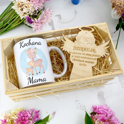 KUBEK 330ml DLA MAMY W SKRZYNCE ZAWIESZKA ANIOŁEK DZIEŃ MATKI MAMA PREZENT