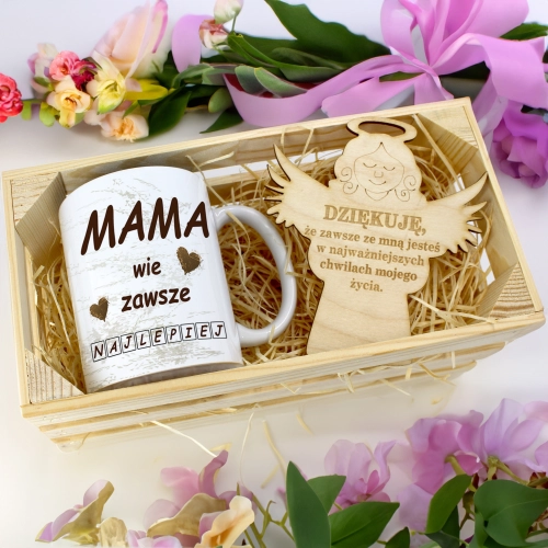 KUBEK 330ml DLA MAMY W SKRZYNCE ZAWIESZKA ANIOŁEK DZIEŃ MATKI MAMA PREZENT