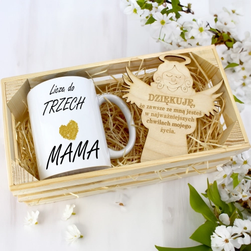 KUBEK 330ml DLA MAMY W SKRZYNCE ZAWIESZKA ANIOŁEK DZIEŃ MATKI MAMA PREZENT