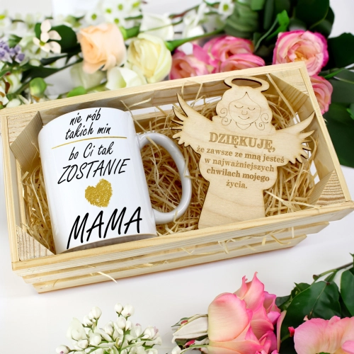 KUBEK 330ml DLA MAMY W SKRZYNCE ZAWIESZKA ANIOŁEK DZIEŃ MATKI MAMA PREZENT