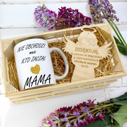 KUBEK 330ml DLA MAMY W SKRZYNCE ZAWIESZKA ANIOŁEK DZIEŃ MATKI MAMA PREZENT