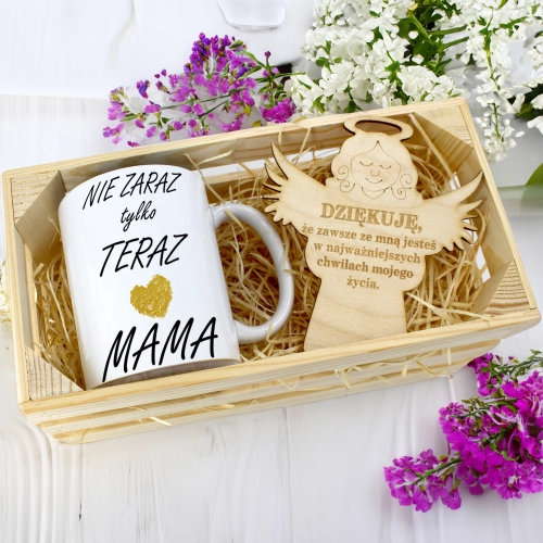 KUBEK 330ml DLA MAMY W SKRZYNCE ZAWIESZKA ANIOŁEK DZIEŃ MATKI MAMA PREZENT