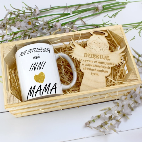 KUBEK 330ml DLA MAMY W SKRZYNCE ZAWIESZKA ANIOŁEK DZIEŃ MATKI MAMA PREZENT