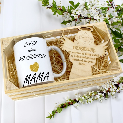 KUBEK 330ml DLA MAMY W SKRZYNCE ZAWIESZKA ANIOŁEK DZIEŃ MATKI MAMA PREZENT