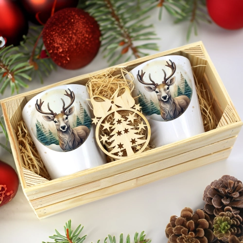 PREZENT ŚWIĄTECZNY ZESTAW KUBKÓW LATTE W SKRZYNCE KUBKI MIKOŁAJ NA ŚWIĘTA