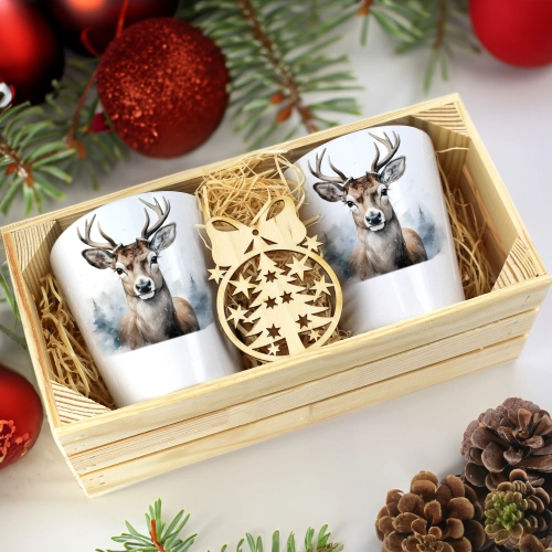 PREZENT ŚWIĄTECZNY ZESTAW KUBKÓW LATTE W SKRZYNCE KUBKI MIKOŁAJ NA ŚWIĘTA