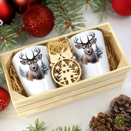 PREZENT ŚWIĄTECZNY ZESTAW KUBKÓW LATTE W SKRZYNCE KUBKI MIKOŁAJ NA ŚWIĘTA