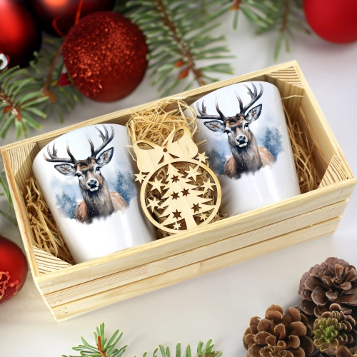 PREZENT ŚWIĄTECZNY ZESTAW KUBKÓW LATTE W SKRZYNCE KUBKI MIKOŁAJ NA ŚWIĘTA