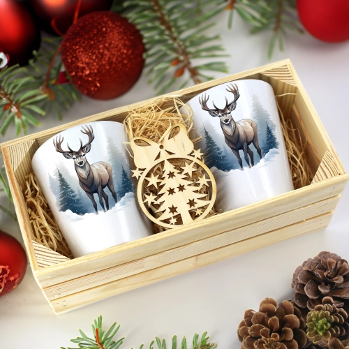 PREZENT ŚWIĄTECZNY ZESTAW KUBKÓW LATTE W SKRZYNCE KUBKI MIKOŁAJ NA ŚWIĘTA