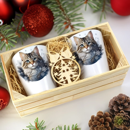 PREZENT ŚWIĄTECZNY ZESTAW KUBKÓW LATTE W SKRZYNCE KUBKI MIKOŁAJ NA ŚWIĘTA