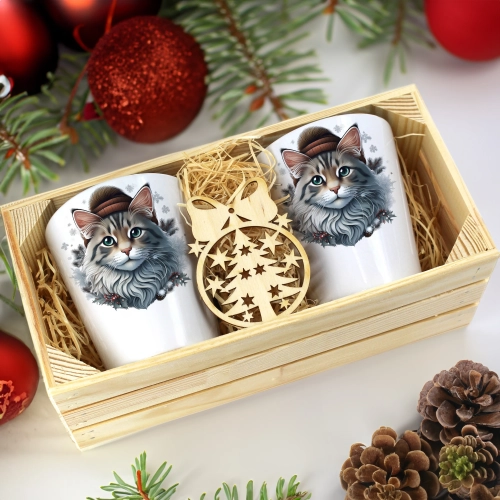 PREZENT ŚWIĄTECZNY ZESTAW KUBKÓW LATTE W SKRZYNCE KUBKI MIKOŁAJ NA ŚWIĘTA