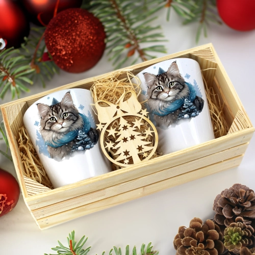 PREZENT ŚWIĄTECZNY ZESTAW KUBKÓW LATTE W SKRZYNCE KUBKI MIKOŁAJ NA ŚWIĘTA