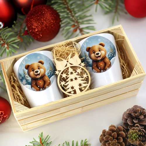 PREZENT ŚWIĄTECZNY ZESTAW KUBKÓW LATTE W SKRZYNCE KUBKI MIKOŁAJ NA ŚWIĘTA