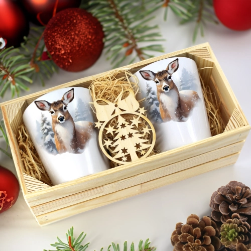 PREZENT ŚWIĄTECZNY ZESTAW KUBKÓW LATTE W SKRZYNCE KUBKI MIKOŁAJ NA ŚWIĘTA