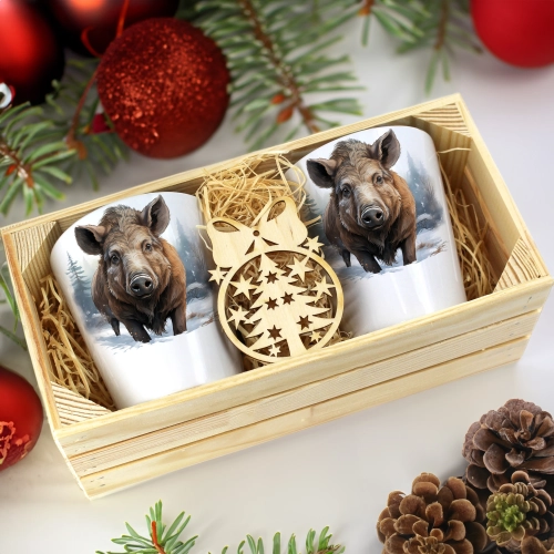 PREZENT ŚWIĄTECZNY ZESTAW KUBKÓW LATTE W SKRZYNCE KUBKI MIKOŁAJ NA ŚWIĘTA