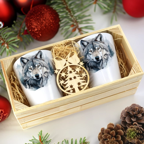 PREZENT ŚWIĄTECZNY ZESTAW KUBKÓW LATTE W SKRZYNCE KUBKI MIKOŁAJ NA ŚWIĘTA