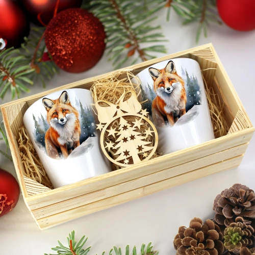 PREZENT ŚWIĄTECZNY ZESTAW KUBKÓW LATTE W SKRZYNCE KUBKI MIKOŁAJ NA ŚWIĘTA