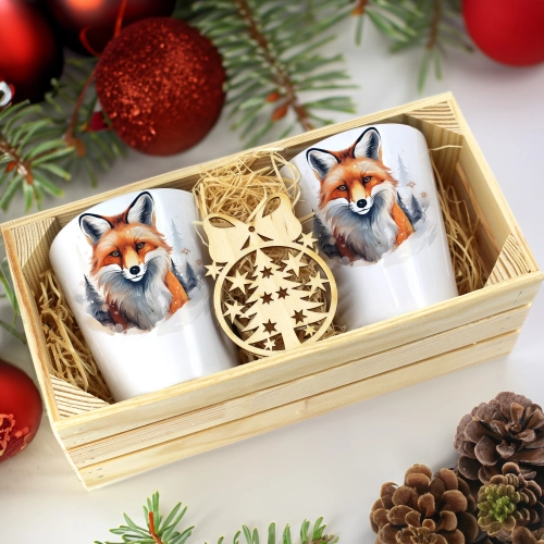 PREZENT ŚWIĄTECZNY ZESTAW KUBKÓW LATTE W SKRZYNCE KUBKI MIKOŁAJ NA ŚWIĘTA