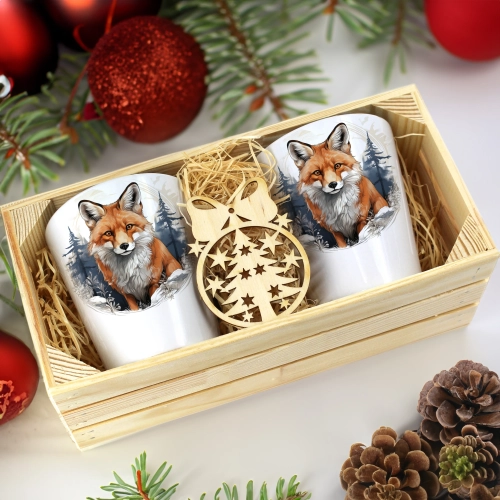 PREZENT ŚWIĄTECZNY ZESTAW KUBKÓW LATTE W SKRZYNCE KUBKI MIKOŁAJ NA ŚWIĘTA