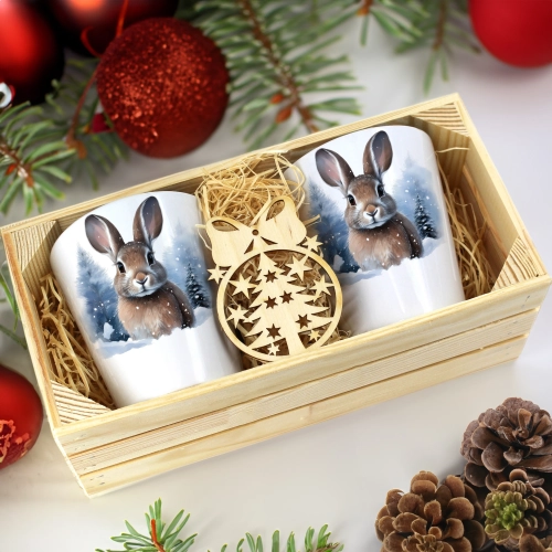 PREZENT ŚWIĄTECZNY ZESTAW KUBKÓW LATTE W SKRZYNCE KUBKI MIKOŁAJ NA ŚWIĘTA