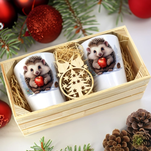 PREZENT ŚWIĄTECZNY ZESTAW KUBKÓW LATTE W SKRZYNCE KUBKI MIKOŁAJ NA ŚWIĘTA