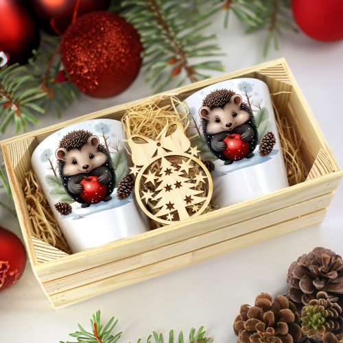 PREZENT ŚWIĄTECZNY ZESTAW KUBKÓW LATTE W SKRZYNCE KUBKI MIKOŁAJ NA ŚWIĘTA