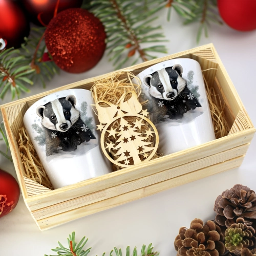 PREZENT ŚWIĄTECZNY ZESTAW KUBKÓW LATTE W SKRZYNCE KUBKI MIKOŁAJ NA ŚWIĘTA