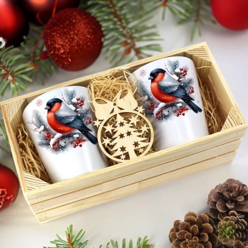 PREZENT ŚWIĄTECZNY ZESTAW KUBKÓW LATTE W SKRZYNCE KUBKI MIKOŁAJ NA ŚWIĘTA