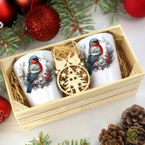 PREZENT ŚWIĄTECZNY ZESTAW KUBKÓW LATTE W SKRZYNCE KUBKI MIKOŁAJ NA ŚWIĘTA