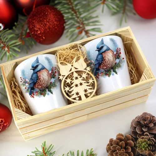 PREZENT ŚWIĄTECZNY ZESTAW KUBKÓW LATTE W SKRZYNCE KUBKI MIKOŁAJ NA ŚWIĘTA