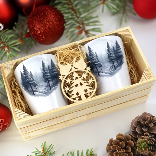 PREZENT ŚWIĄTECZNY ZESTAW KUBKÓW LATTE W SKRZYNCE KUBKI MIKOŁAJ NA ŚWIĘTA