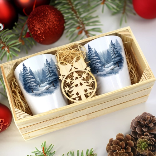 PREZENT ŚWIĄTECZNY ZESTAW KUBKÓW LATTE W SKRZYNCE KUBKI MIKOŁAJ NA ŚWIĘTA