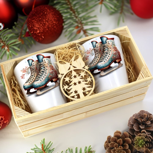 PREZENT ŚWIĄTECZNY ZESTAW KUBKÓW LATTE W SKRZYNCE KUBKI MIKOŁAJ NA ŚWIĘTA