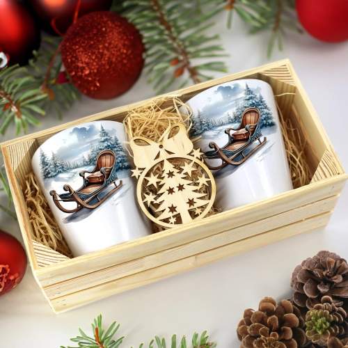 PREZENT ŚWIĄTECZNY ZESTAW KUBKÓW LATTE W SKRZYNCE KUBKI MIKOŁAJ NA ŚWIĘTA