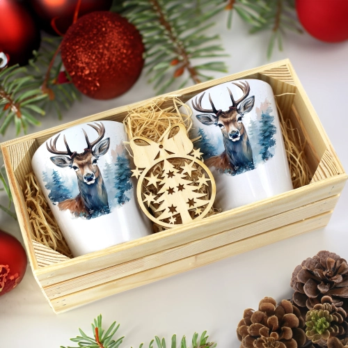 PREZENT ŚWIĄTECZNY ZESTAW KUBKÓW LATTE W SKRZYNCE KUBKI MIKOŁAJ NA ŚWIĘTA