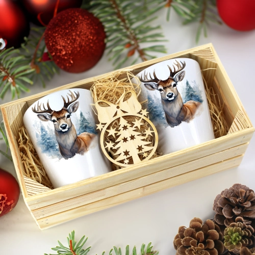 PREZENT ŚWIĄTECZNY ZESTAW KUBKÓW LATTE W SKRZYNCE KUBKI MIKOŁAJ NA ŚWIĘTA